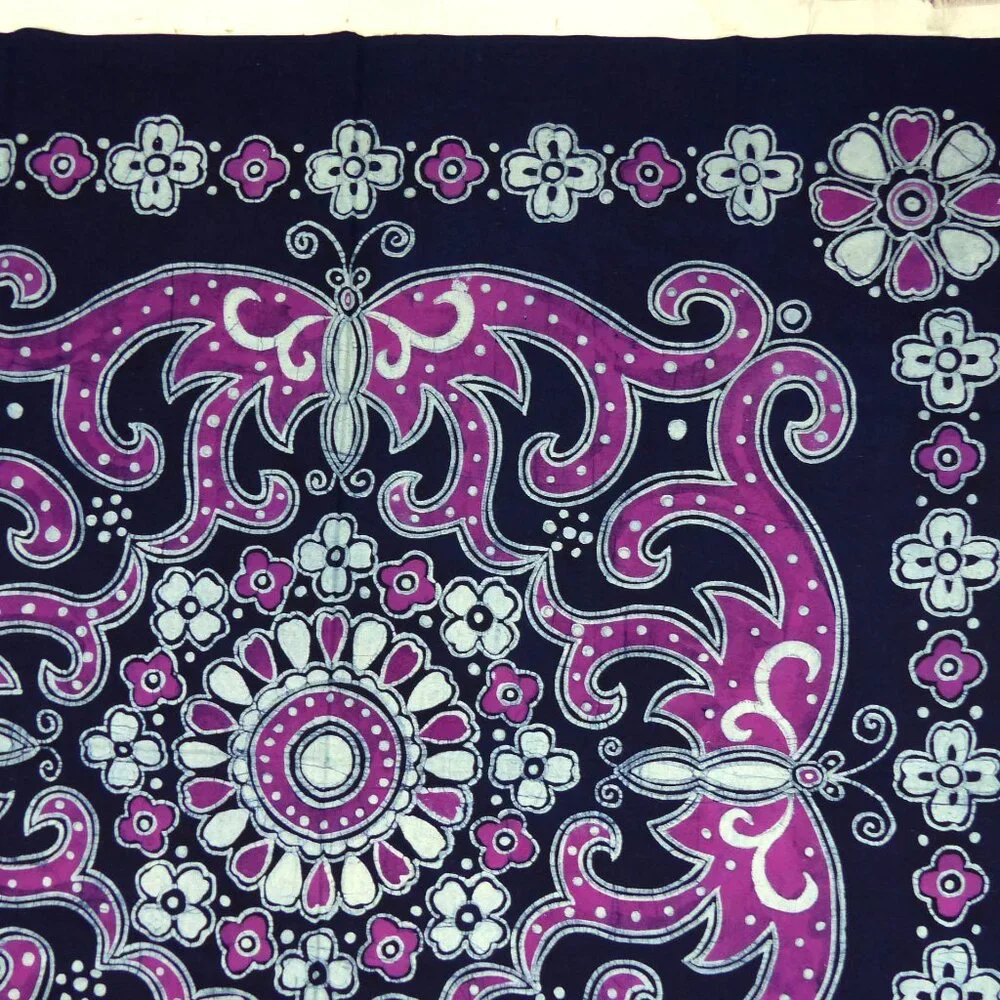 Tapestry Indigo Blue Violet Floral Print Square Wall Art Decor Boho 45 ¼ X 44
